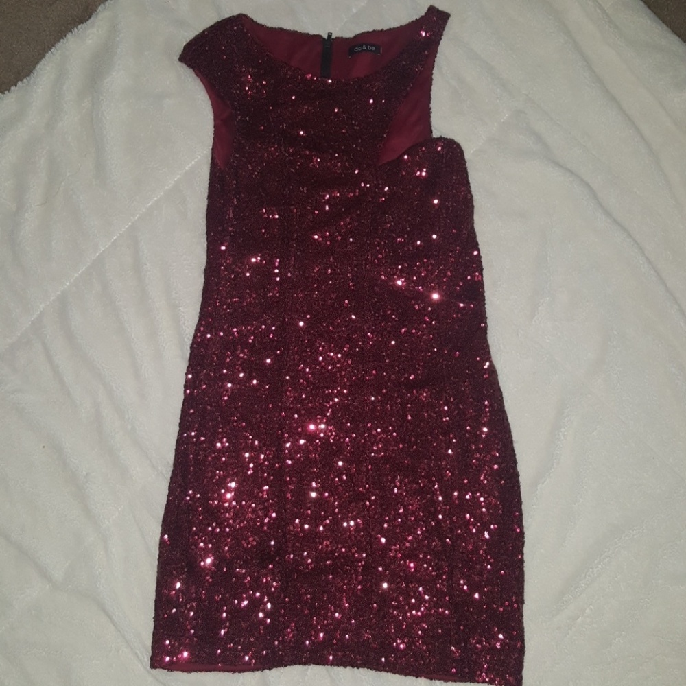 Red sparkle dress. Great for Christmas party.